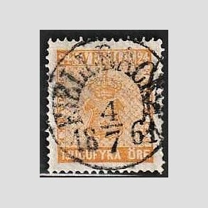 FRIMRKER SVERIGE | 1858 - AFA 10 - Vbentype tk. 14 uden vandmrke - 24 re orange - Stemplet