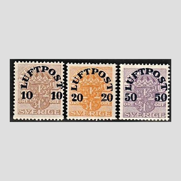 FRIMRKER SVERIGE | 1920 - AFA 138-140 - Luftpostmrker - 10-50 re i st - Ubrugt/Postfrisk