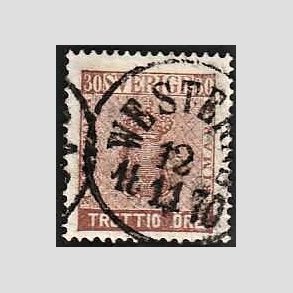 FRIMRKER SVERIGE | 1858 - AFA 11 - Vbentype tk. 14 uden vandmrke - 30 re brun - Stemplet