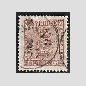 FRIMRKER SVERIGE | 1858 - AFA 11 - Vbentype tk. 14 uden vandmrke - 30 re brun - Stemplet