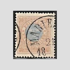 FRIMRKER SVERIGE | 1872 - AFA 26 - Ringtype tk. 14 uden vandmrke - 1 riksdaler brun/bl - Stemplet