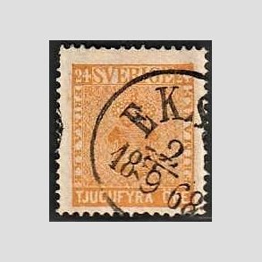 FRIMRKER SVERIGE | 1858 - AFA 10 - Vbentype tk. 14 uden vandmrke - 24 re orange - Stemplet