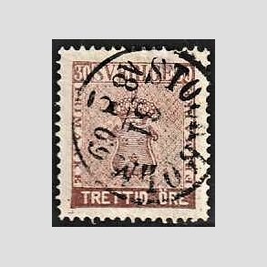 FRIMRKER SVERIGE | 1858 - AFA 11 - Vbentype tk. 14 uden vandmrke - 30 re brun - Stemplet