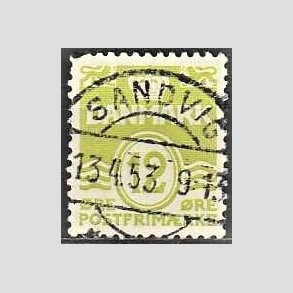 FRIM�RKER DANMARK | 1952-53 - AFA 335 - B�lgelinie 12 �re lysgr�n - Lux Stemplet Sandvig