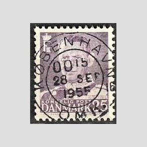 FRIMRKER DANMARK | 1955 - AFA 360 - Fr. IX 25 re violet - Lux Stemplet Kbenhavn