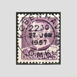 FRIMRKER DANMARK | 1955 - AFA 360 - Fr. IX 25 re violet - Lux Stemplet Kbenhavn