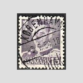 FRIMRKER DANMARK | 1950 - AFA 319a - Fr. IX 15 re lysviolet - Pragt Stemplet