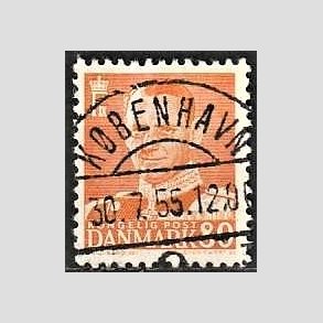 FRIMRKER DANMARK | 1952-53 - AFA 341 - Fr. IX 80 re orange - Lux Stemplet Kbenhavn