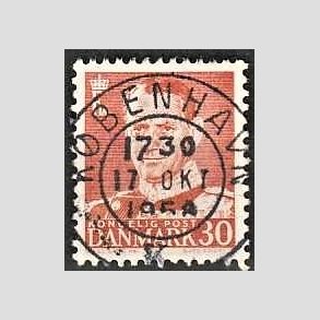 FRIMRKER DANMARK | 1952-53 - AFA 337 - Fr. IX 30 re rd - Lux Stemplet Kbenhavn