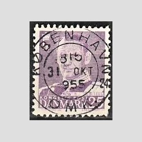 FRIMRKER DANMARK | 1955 - AFA 360 - Fr. IX 25 re violet - Lux Stemplet Kbenhavn