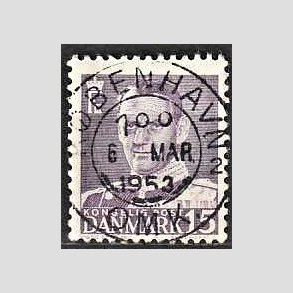 FRIMRKER DANMARK | 1950 - AFA 319a - Fr. IX 15 re lysviolet - Pragt Stemplet