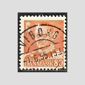 FRIMRKER DANMARK | 1952-53 - AFA 341 - Fr. IX 80 re orange - Lux Stemplet Viborg