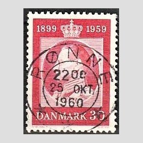 FRIM�RKER DANMARK | 1959 - AFA 374 - Frederik IX 60 �r - 30 �re r�d - Pragt Stemplet