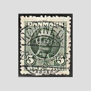 FRIM�RKER DANMARK | 1907 - AFA 54 - Frederik VIII 5 �re gr�n - Pragt Stemplet