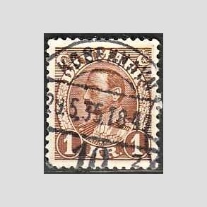 FRIMRKER DANMARK | 1934 - AFA 211 - Chr. X 1 Kr. brun - Pragt Stemplet 