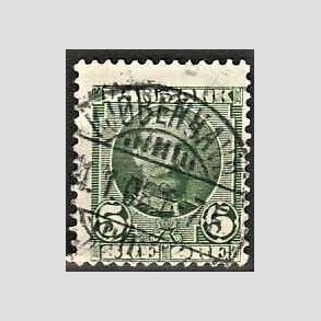 FRIM�RKER DANMARK | 1907 - AFA 54 - Frederik VIII 5 �re gr�n (1K) - Pragt Stemplet