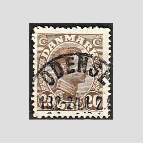 FRIMRKER DANMARK | 1921-22 - AFA 125 - Chr. X 20 re brun - Lux Stemplet Odense