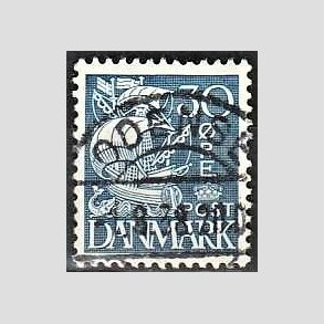 FRIM�RKER DANMARK | 1934 - AFA 215 - Karavel 30 �re bl� Type I - Lux stemplet Odense