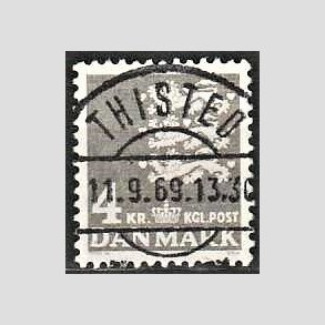 FRIMRKER DANMARK | 1969 - AFA 487 - Rigsvben 4 Kr. gr - Pragt Stemplet