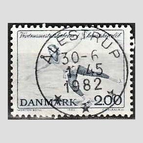 FRIM�RKER DANMARK | 1982 - AFA 745 - WM i kunstsk�jtel�b - 2 Kr. bl� - Pragt Stemplet �lestrup