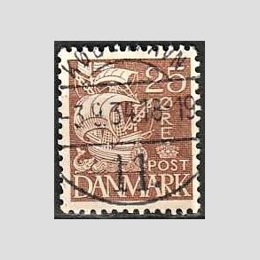 FRIM�RKER DANMARK | 1934 - AFA 214 - Karavel 25 �re brun Type I - Lux Stemplet 