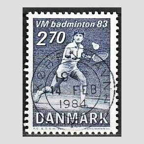 FRIM�RKER DANMARK | 1983 - AFA 767 - WM i Badminton - 2,70 Kr. bl� - Pragt Stemplet