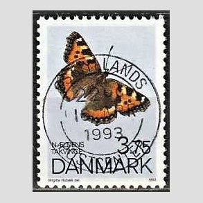 FRIM�RKER DANMARK | 1993 - AFA 1037 - Sommerfugle - 3,75 Kr. flerfarvet - Pragt Stemplet