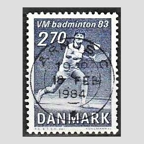 FRIM�RKER DANMARK | 1983 - AFA 767 - WM i Badminton - 2,70 Kr. bl� - Pragt Stemplet