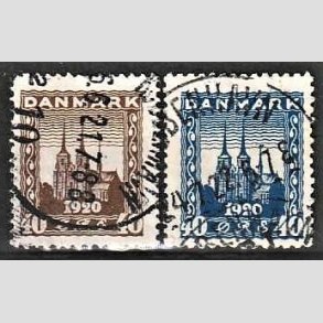 FRIM�RKER DANMARK | 1920-21 - AFA 114,116 - Genforening - 40 �re brun og 40 �re bl� - Stemplet