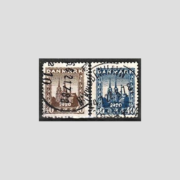 FRIMRKER DANMARK | 1920-21 - AFA 114,116 - Genforening - 40 re brun og 40 re bl - Stemplet