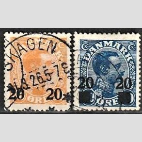 FRIMRKER DANMARK | 1926 -  AFA 152,153 - Chr. X provisorier i st - Stemplet