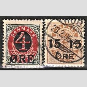 FRIMRKER DANMARK | 1904 -  AFA 40,41 - 4/8 re gr/rd + 15/24 re brun i st - Stemplet