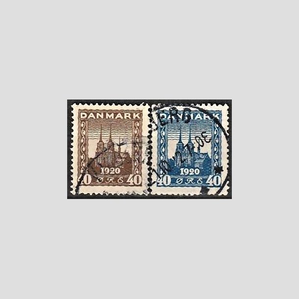 FRIMRKER DANMARK | 1920-21 - AFA 114,116 - Genforening - 40 re brun og 40 re bl - Stemplet