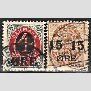 FRIMRKER DANMARK | 1904 -  AFA 40,41 - 4/8 re gr/rd + 15/24 re brun i st - Stemplet