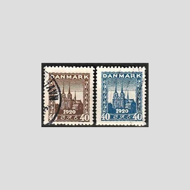 FRIMRKER DANMARK | 1920-21 - AFA 114,116 - Genforening - 40 re brun og 40 re bl - Stemplet