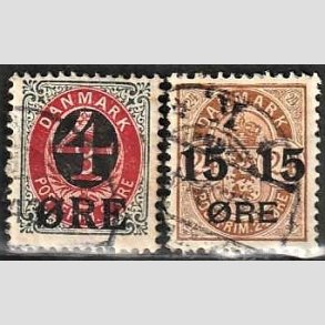 FRIMRKER DANMARK | 1904 -  AFA 40,41 - 4/8 re gr/rd + 15/24 re brun i st - Stemplet