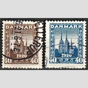 FRIM�RKER DANMARK | 1920-21 - AFA 114,116 - Genforening - 40 �re brun og 40 �re bl� - Stemplet