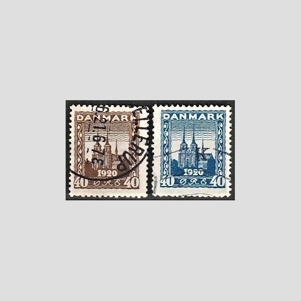 FRIMRKER DANMARK | 1920-21 - AFA 114,116 - Genforening - 40 re brun og 40 re bl - Stemplet