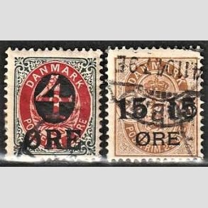 FRIMRKER DANMARK | 1904 -  AFA 40,41 - 4/8 re gr/rd + 15/24 re brun i st - Stemplet