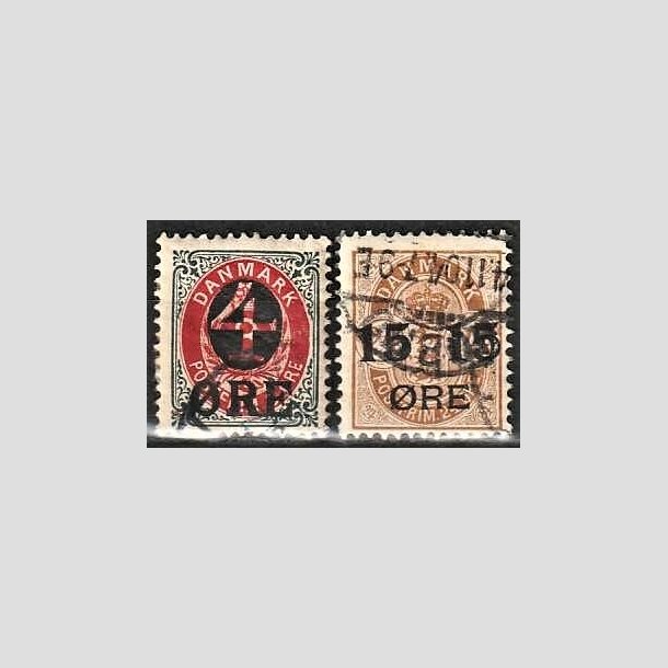 FRIMRKER DANMARK | 1904 -  AFA 40,41 - 4/8 re gr/rd + 15/24 re brun i st - Stemplet