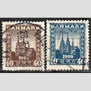 FRIM�RKER DANMARK | 1920-21 - AFA 114,116 - Genforening - 40 �re brun og 40 �re bl� - Stemplet