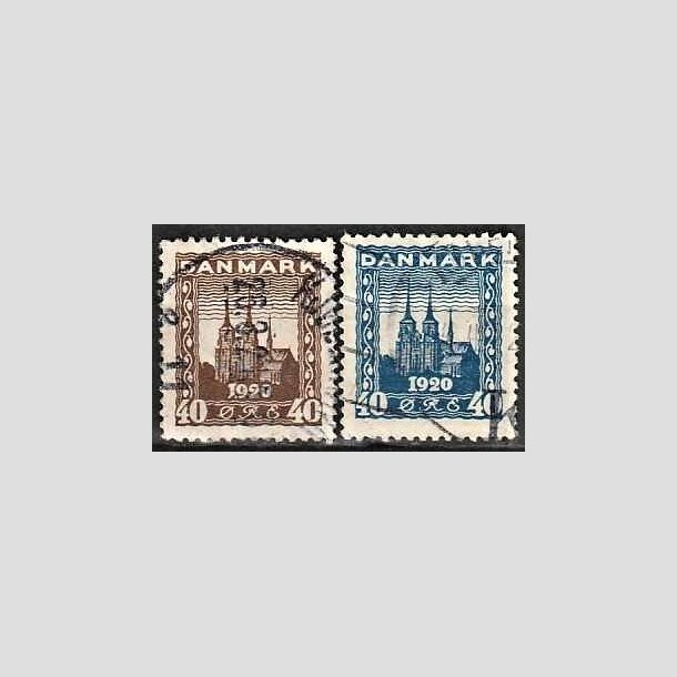 FRIMRKER DANMARK | 1920-21 - AFA 114,116 - Genforening - 40 re brun og 40 re bl - Stemplet