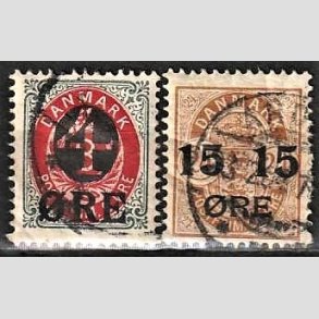 FRIMRKER DANMARK | 1904 -  AFA 40,41 - 4/8 re gr/rd + 15/24 re brun i st - Stemplet
