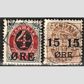 FRIMRKER DANMARK | 1904 -  AFA 40,41 - 4/8 re gr/rd + 15/24 re brun i st - Stemplet