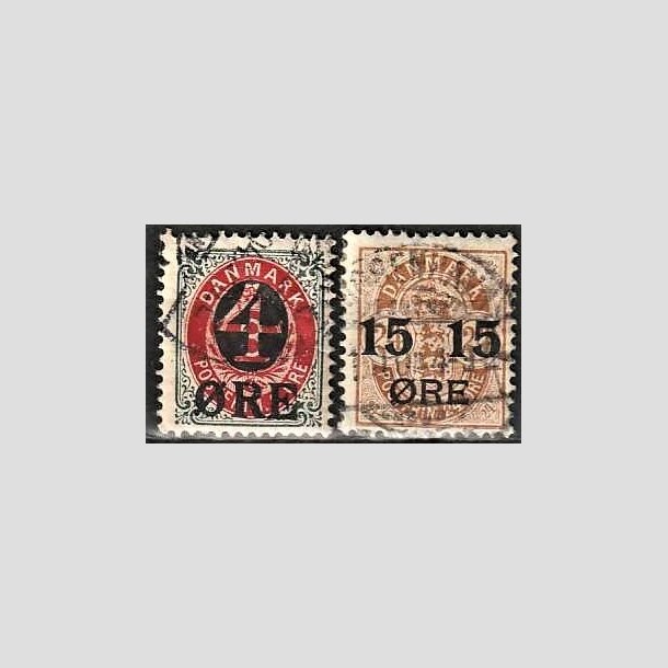 FRIMRKER DANMARK | 1904 -  AFA 40,41 - 4/8 re gr/rd + 15/24 re brun i st - Stemplet