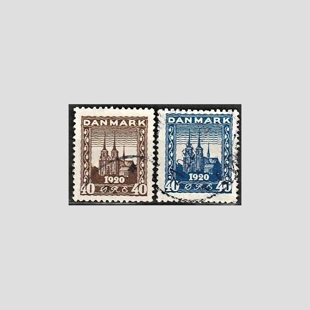 FRIMRKER DANMARK | 1920-21 - AFA 114,116 - Genforening - 40 re brun og 40 re bl - Stemplet