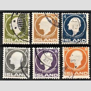 FRIMRKER ISLAND | 1911 -  AFA 63-68 - Jn Sigurdsson - 1 eyr - 25 aur i komplet st - Stemplet