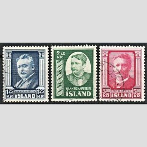 FRIMRKER ISLAND | 1954 - AFA 294-96 - Hannes Hafstein - Komplet st 1,25-5 kr. - Stemplet