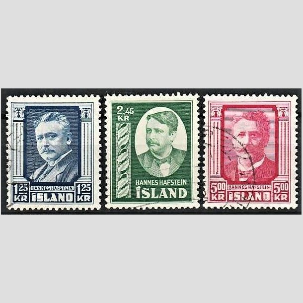 FRIMRKER ISLAND | 1954 - AFA 294-96 - Hannes Hafstein - Komplet st 1,25-5 kr. - Stemplet