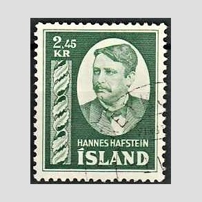 FRIMRKER ISLAND | 1954 - AFA 295 - Hannes Hafstein - 2,45 kr. grn - Stemplet